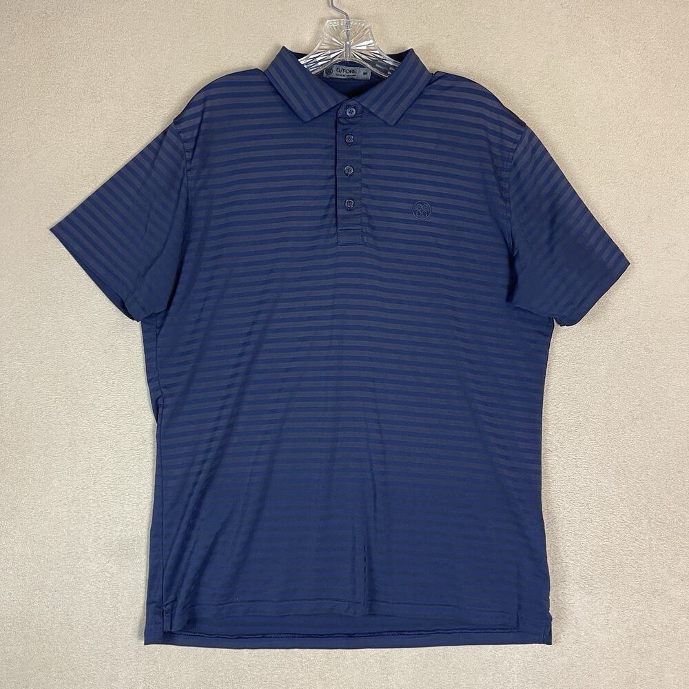 G Fore Polo Shirt Mens M Purple Striped Golf Performance Stretch Short Sleeve